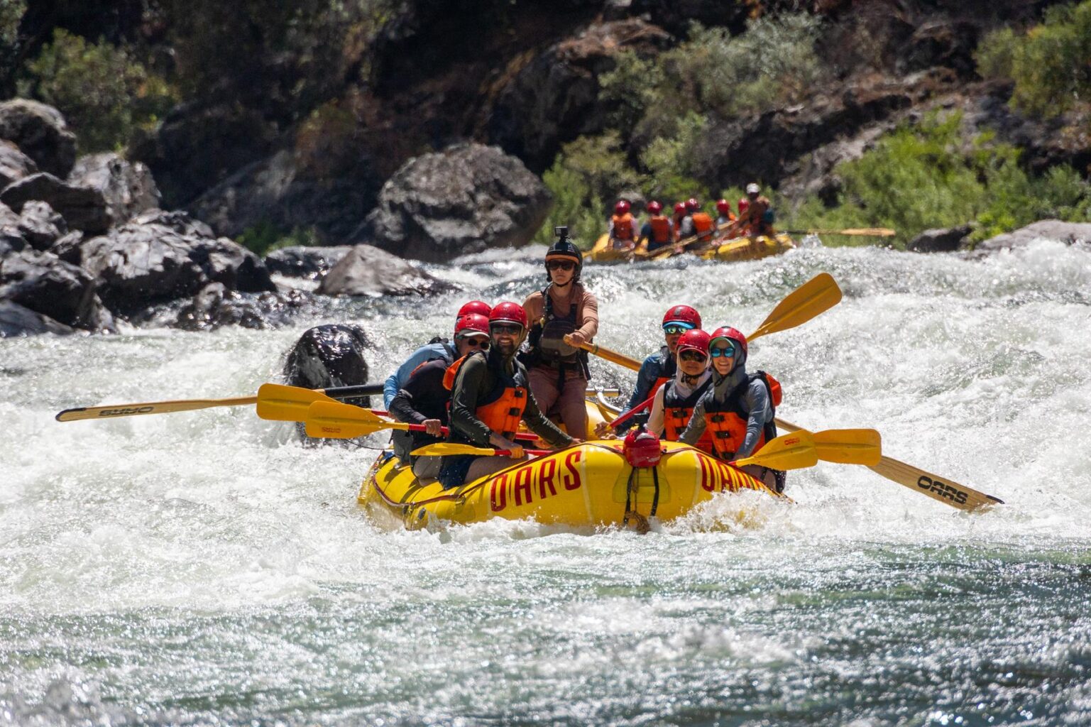 Whitewater rafting on the Tuolumne during an OARS two-day trip