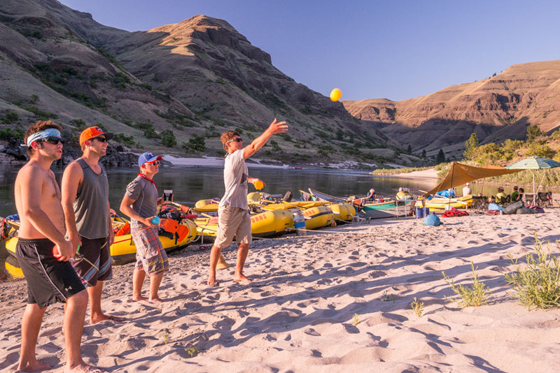 Camp time on a Lower Salmon whitewater rafting trip in Idaho