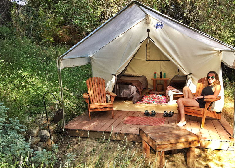 Platform tents at OARS American River Outpost