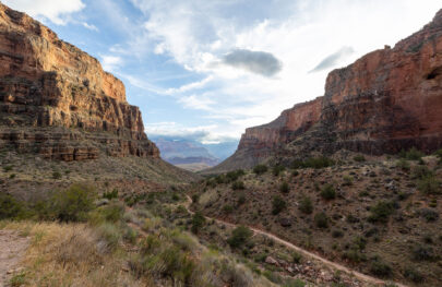 View of relatively flat section of Bright Angel Trail in Grand Canyon National Park