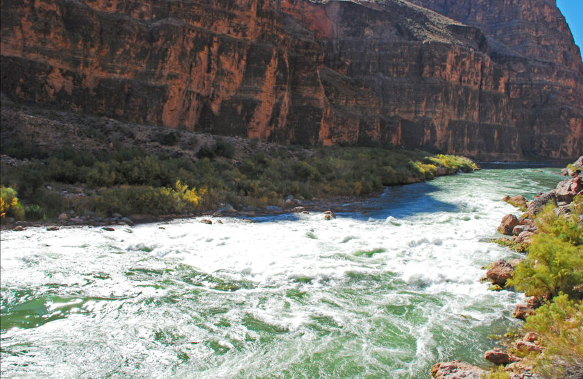 A view of Lava Falls from above the river right in Grand Canyon