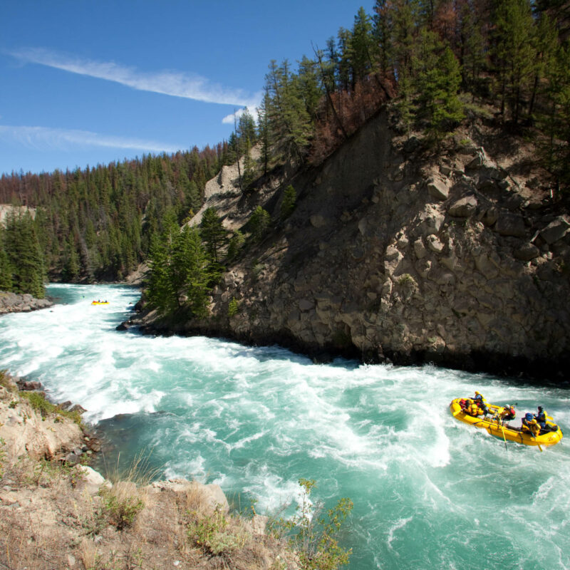 Rafting down a river in Canada.