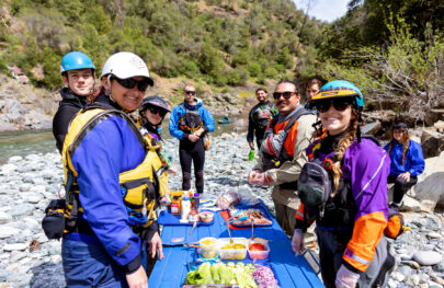 Getting lunch ready on the North Fork of the American River during an OARS rafting trip
