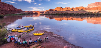 OARS rafts and camping on the bank of the Colorado River
