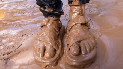 Muddy feet near the Colorado River in Grand Canyon