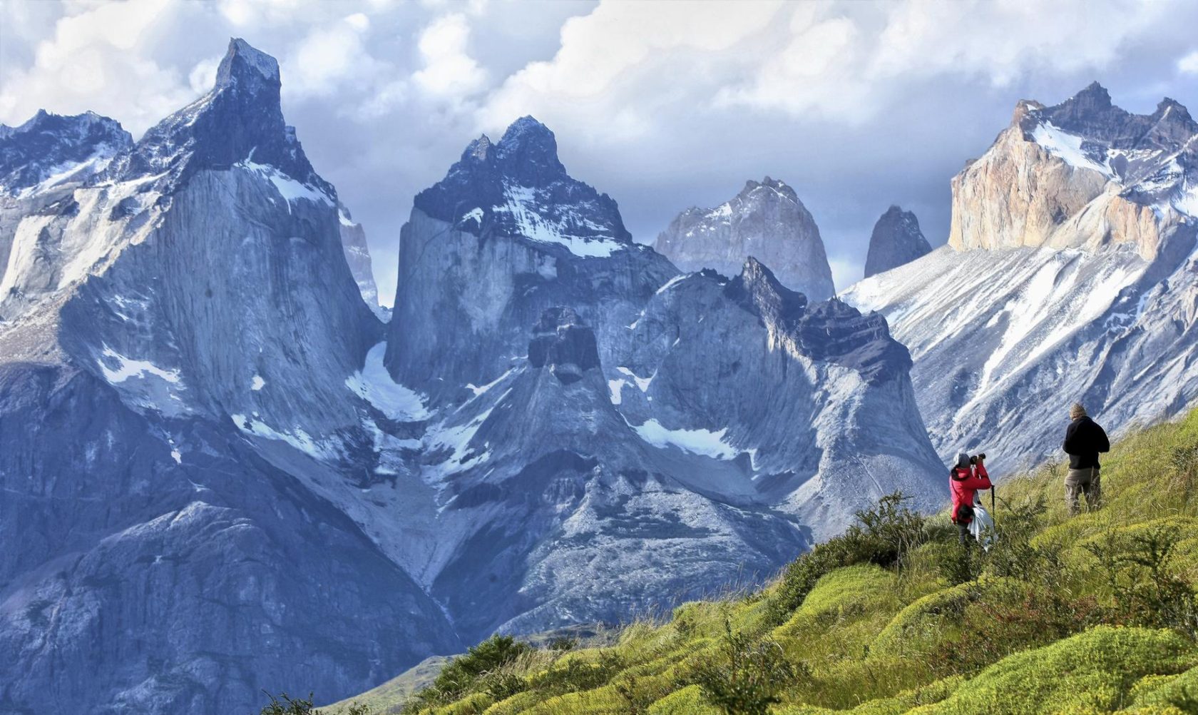 Hikers watch for wildlife in Patagonia's Torres del Paine National Park