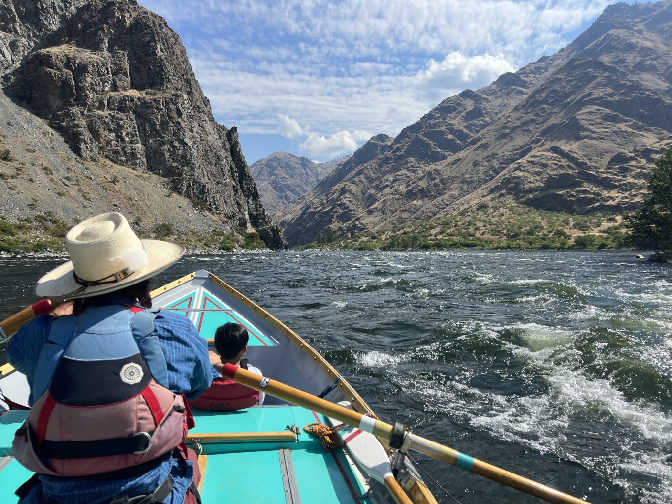 Rowing a dory on the Snake River in Idaho